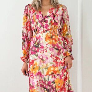 BEAUTIFUL GORGEOUS COLORFUL AND GOLD FLOWY DRESS